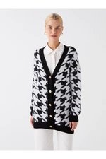 LC Waikiki V-Neck Patterned Long Sleeve Women's Knitwear Cardigan