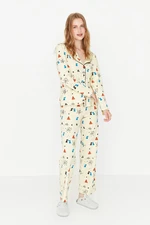 Trendyol Multicolored 100% Cotton Patterned Knitted Pajama Set