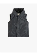 Koton Hooded Sleeveless Vest with Pocket Detail and Wind Flap