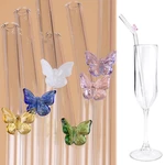 Reusable Butterfly Glass Straws Bar Tools For Smoothies Cocktails Tea Coffee Juicy Drinking Eco Friendly Drinkware with Brush