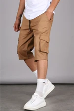 Madmext Camel Basic Men's Cargo Pocket Capri Shorts 5473