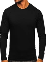 Long sleeve fără imprimeu pentru bărbat negru Bolf  1209