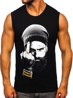 Maiou negru tank top cu imprimeu Bolf 14812