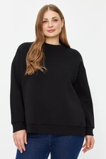 Trendyol Curve Black Oversize Zipper Fleece Knitted Sweatshirt