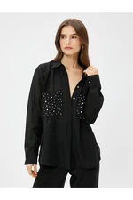 Koton Pearl Detailed Shirt Relax Fit Long Sleeve