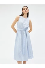 Koton Linen Dress, Midi Length Sleeveless, Crew Neck