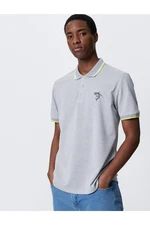 Koton Polo Collar T-Shirt with Shark Embroidered Pipes and Buttons.