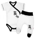 Baby Nellys 2-dílná sada body kr. rukáv + polodupačky, bílá - Zebra, vel. 62 (2-3m)