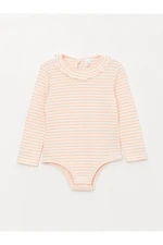 LC Waikiki Crew Neck Long Sleeved Baby Girl Bodysuit with Snap fastener