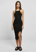 Women's dress with midi ribbed knit crossed on the back black