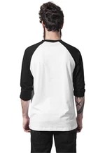 Contrasting raglan T-shirt with 3/4 sleeves wht/bl