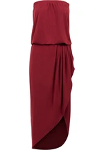 Women's dress made of viscose Bandeau in burgundy color