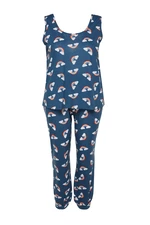 Trendyol Curve Navy Blue Rainbow Patterned Knitted Pajamas Set