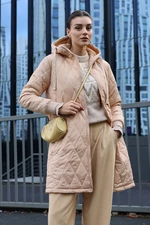 Bigdart 5138 Quilted Long Puffy Coat - Beige