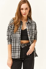 Olalook Women's Black and White Plaid Lumberjack Shirt