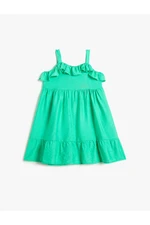 Koton Frilled Dress. Thin Straps Viscose Fabric