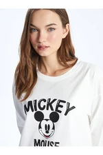 LC Waikiki Crew Neck Mickey Mouse Printed Long Sleeve Women's Pajama Set