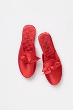 Dagi Women's Red Satin Slippers with a Ribbon