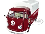 1950 Volkswagen T1 Pickup Truck with Camper Shell Dark Red "Porsche Service" 1/18 Diecast Model Car by Solido