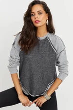 Cool & Sexy Women's Gray Blocky Sweatshirt IZ79