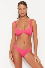 Trendyol Pink Textured Regular Leg Bikini Bottoms