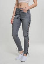 Women's denim pants Lace Up Skinny - grey