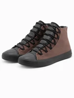 Ombre Men's shoes sneakers with combined materials - brown