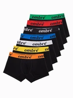 Ombre Men's cotton boxer shorts with contrasting elastic - 7-pack black