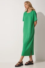 Happiness İstanbul Women's Green Loose Long Casual Knitted Dress