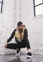 Women's tricolor windbreaker black/white/chrome-yellow