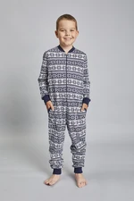 Alaska children's jumpsuit with long sleeves, long trousers - navy blue print