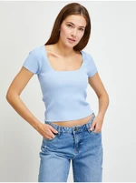 Light blue Women Ribbed Cropped T-Shirt Guess - Women