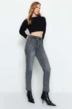 Trendyol Gray High Waist Comfort Straight Jeans