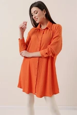 By Saygı Buttoned Front See-through Tunic Orange