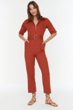 Trendyol Tile Belt Woven Jumpsuit