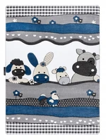 Dětský kusový koberec Petit Farm animals blue-160x220