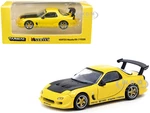 Mazda VERTEX RX-7 FD3S RHD (Right Hand Drive) Yellow Metallic with Black Hood "Global64" Series 1/64 Diecast Model Car by Tarmac Works