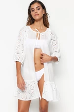 Trendyol White Mini Weave Embroidered Beach Dress