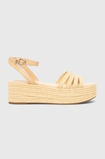 Sandály Tommy Hilfiger ESSENTIAL FLATFORM SANDAL dámské, žlutá barva, na klínku, FW0FW07161