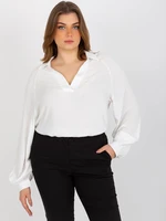 Ecru Plus Size Shirt Blouse With Collar