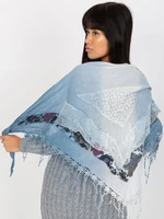 Lady's blue scarf with decorative trim