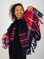 Lady's dark blue checkered winter scarf