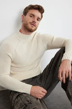 Trendyol Ecru Slim Fit Half Turtleneck Raglan Sleeve Plain Basic Knitwear Sweater