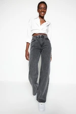 Trendyol Anthracite High Waist Wide Leg Jeans