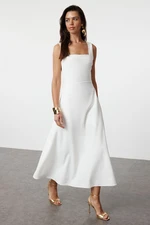 Trendyol White A-Cut Woven Elegant Evening Dress