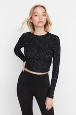 Trendyol Bluzka dzianinowa Black Crop