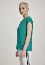 Women's T-shirt with an extended shoulder, fresh green