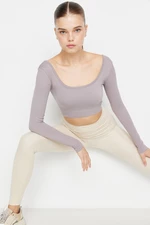 Trendyol Light Purple Seamless/Seamless Crop Extra Stretchy Knitted Sports Top/Blouse