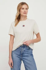 Tričko Tommy Jeans dámsky, béžová farba, DW0DW17391