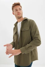 Trendyol Khaki Regular Fit Double Pocket Flap Textured Winter Jacket Shirt